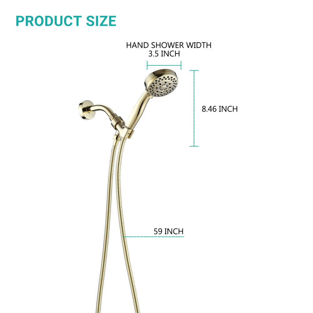 5 Mode Adjustable Settings Handheld Shower Head with Hose High Pressure Shower Heads