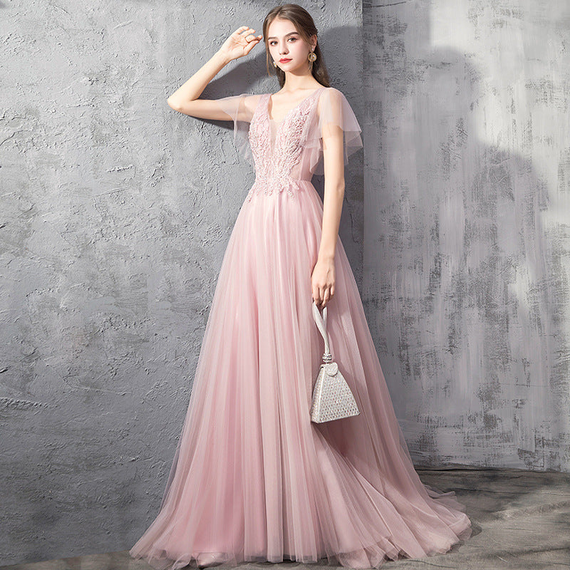 Evening Dress Female 2019 New Elegant Temperament Dress Banquet Evening Dress Long Host Dress Dress Evening Dress