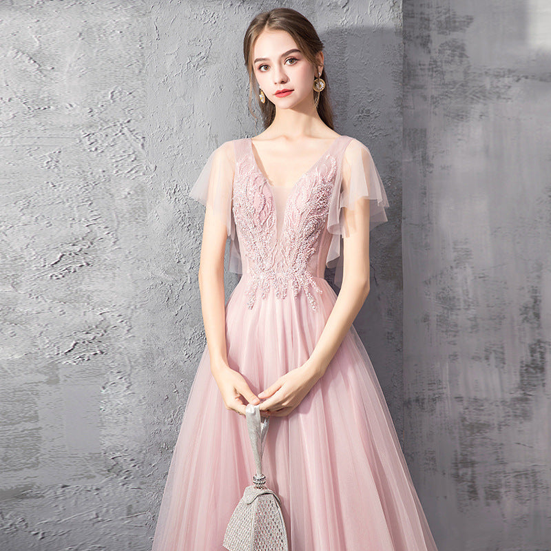 Evening Dress Female 2019 New Elegant Temperament Dress Banquet Evening Dress Long Host Dress Dress Evening Dress