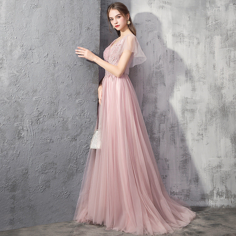 Evening Dress Female 2019 New Elegant Temperament Dress Banquet Evening Dress Long Host Dress Dress Evening Dress