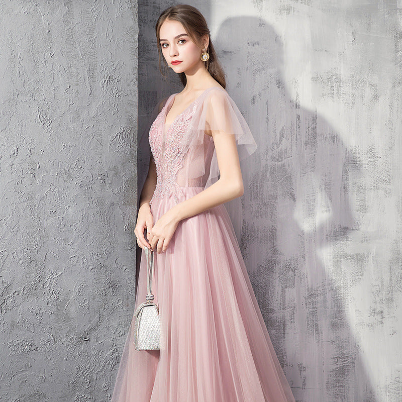 Evening Dress Female 2019 New Elegant Temperament Dress Banquet Evening Dress Long Host Dress Dress Evening Dress