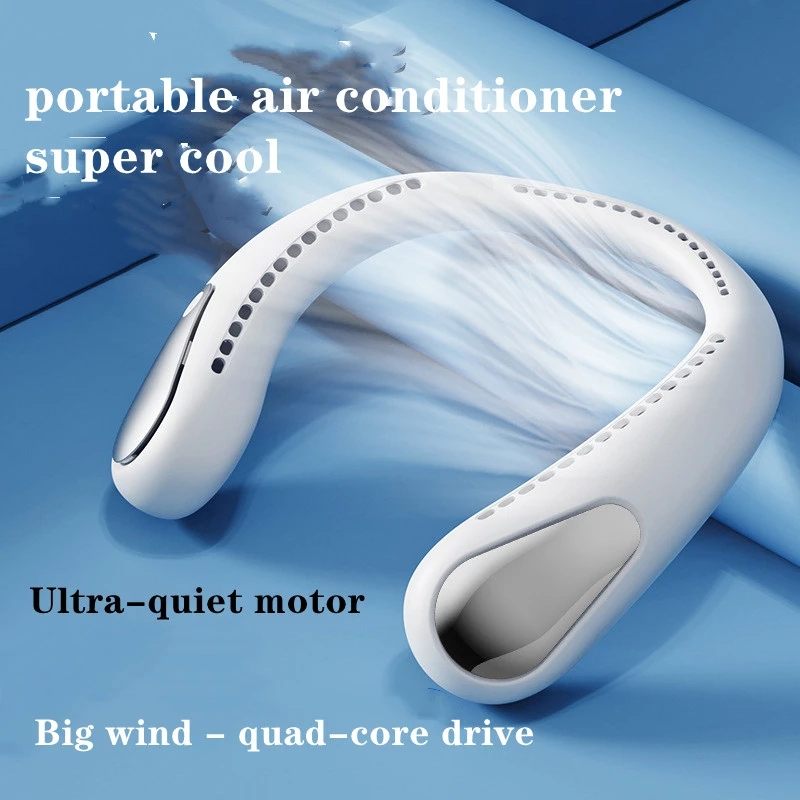 Cross-border New Hanging Neck Fan Outdoor Sports Portable Small Fan Bladeless Silent Mini Fan USB Small Fan