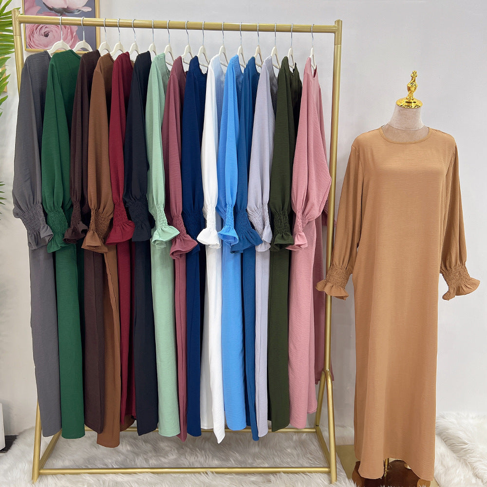 Dubai Turkey Solid Color Large Size Women&#039;s Dress LR591
