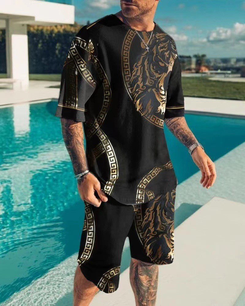 3D Printing Trendy Digital Printing T-shirt Casual Two-piece Suit