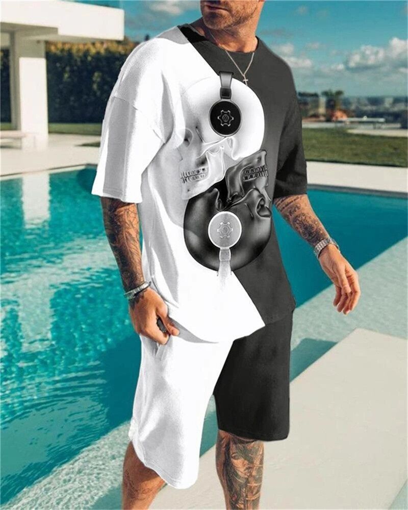 3D Printing Trendy Digital Printing T-shirt Casual Two-piece Suit
