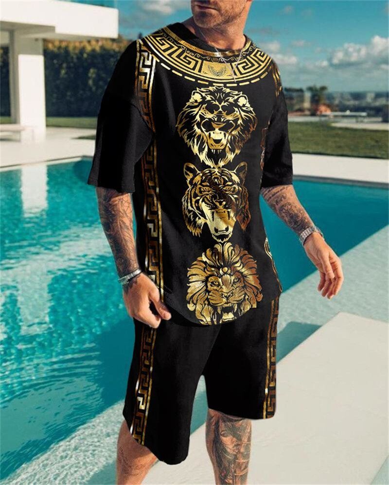 3D Printing Trendy Digital Printing T-shirt Casual Two-piece Suit