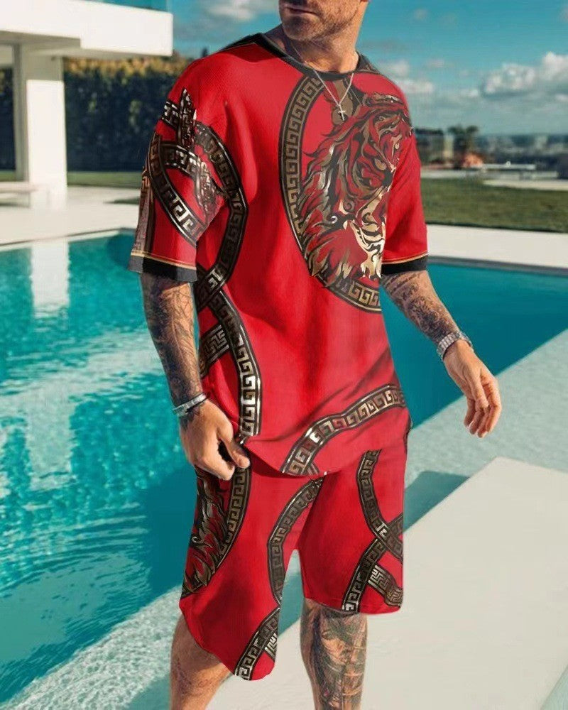 3D Printing Trendy Digital Printing T-shirt Casual Two-piece Suit