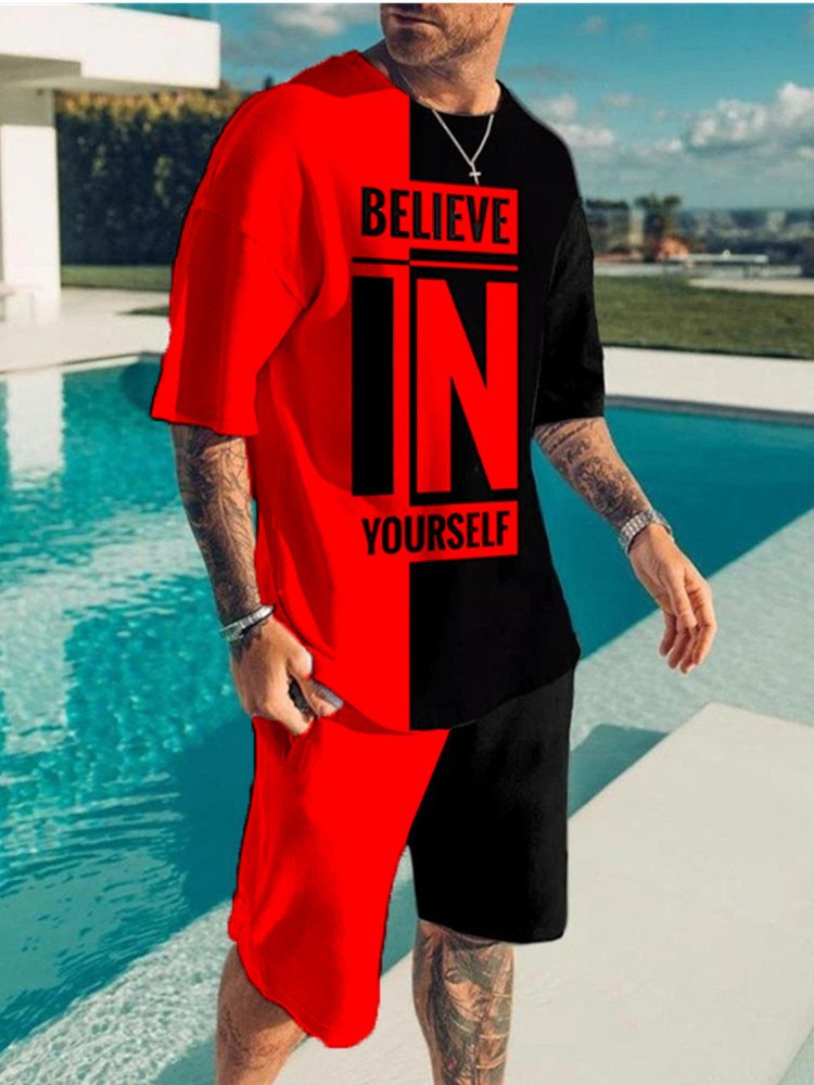 3D Printing Trendy Digital Printing T-shirt Casual Two-piece Suit
