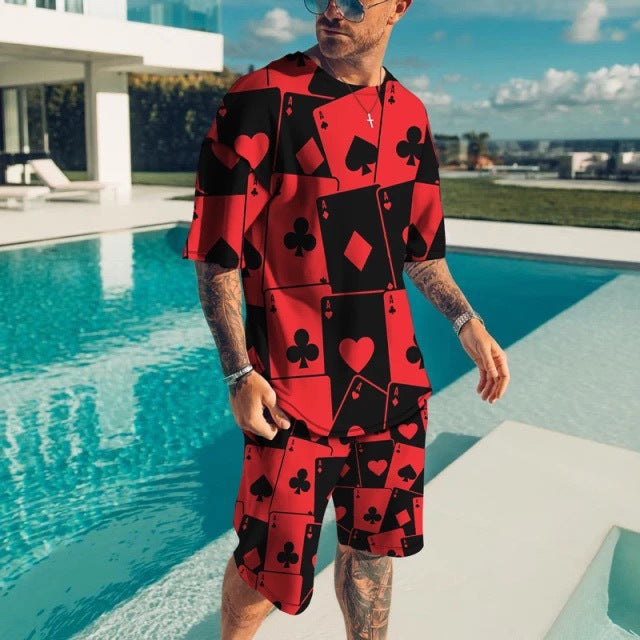 3D Printing Trendy Digital Printing T-shirt Casual Two-piece Suit
