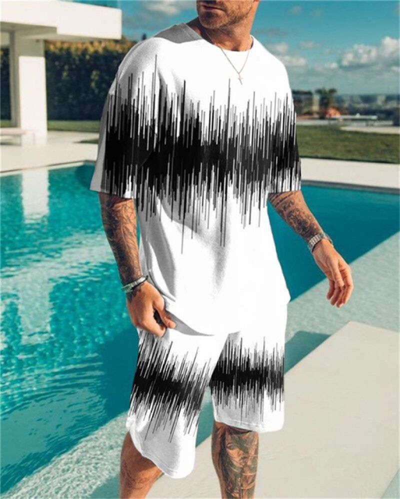 3D Printing Trendy Digital Printing T-shirt Casual Two-piece Suit