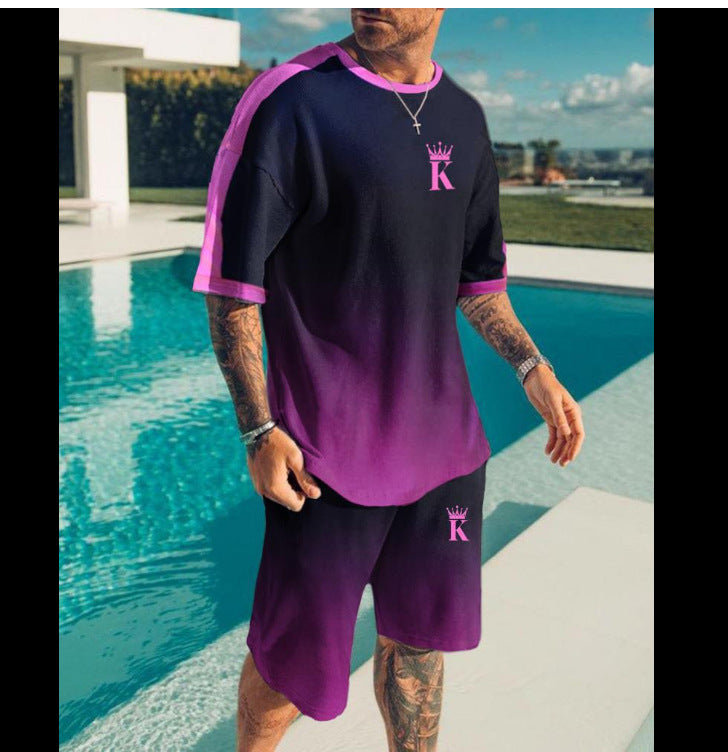 3D Printing Trendy Digital Printing T-shirt Casual Two-piece Suit