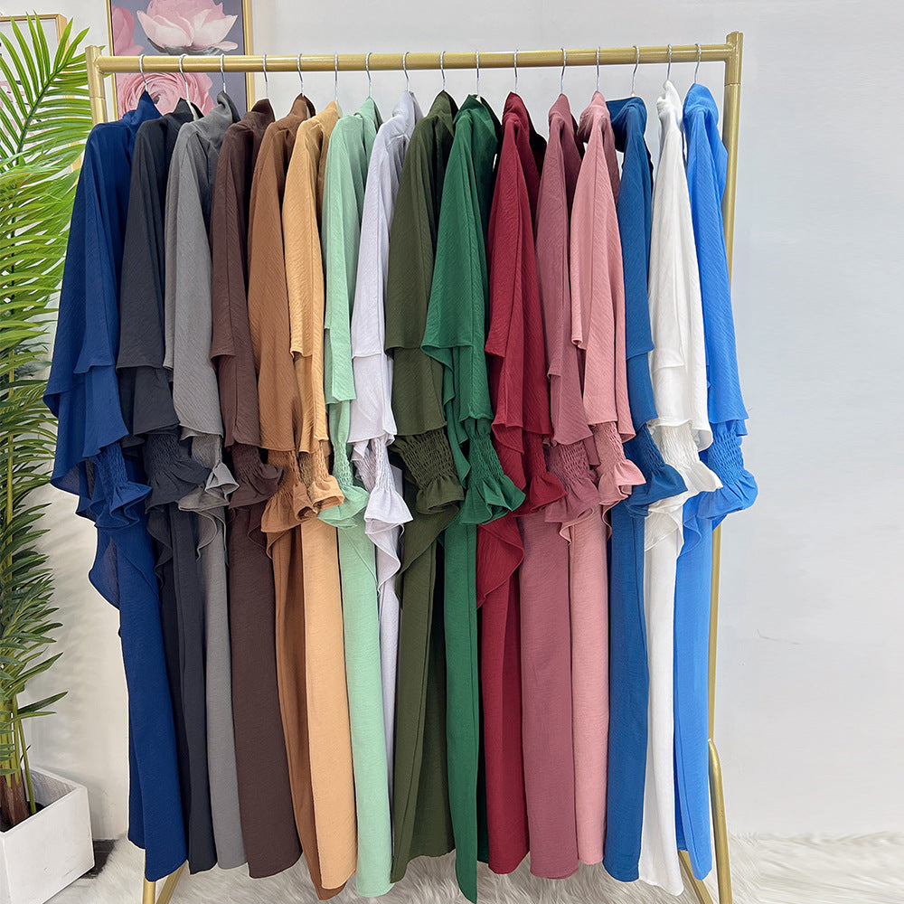 Dubai Turkey Solid Color Large Size Women&#039;s Dress LR591