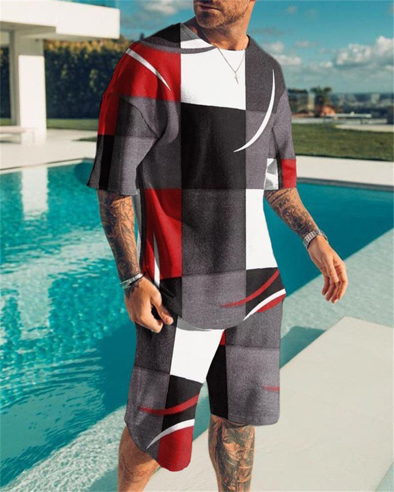 3D Printing Trendy Digital Printing T-shirt Casual Two-piece Suit