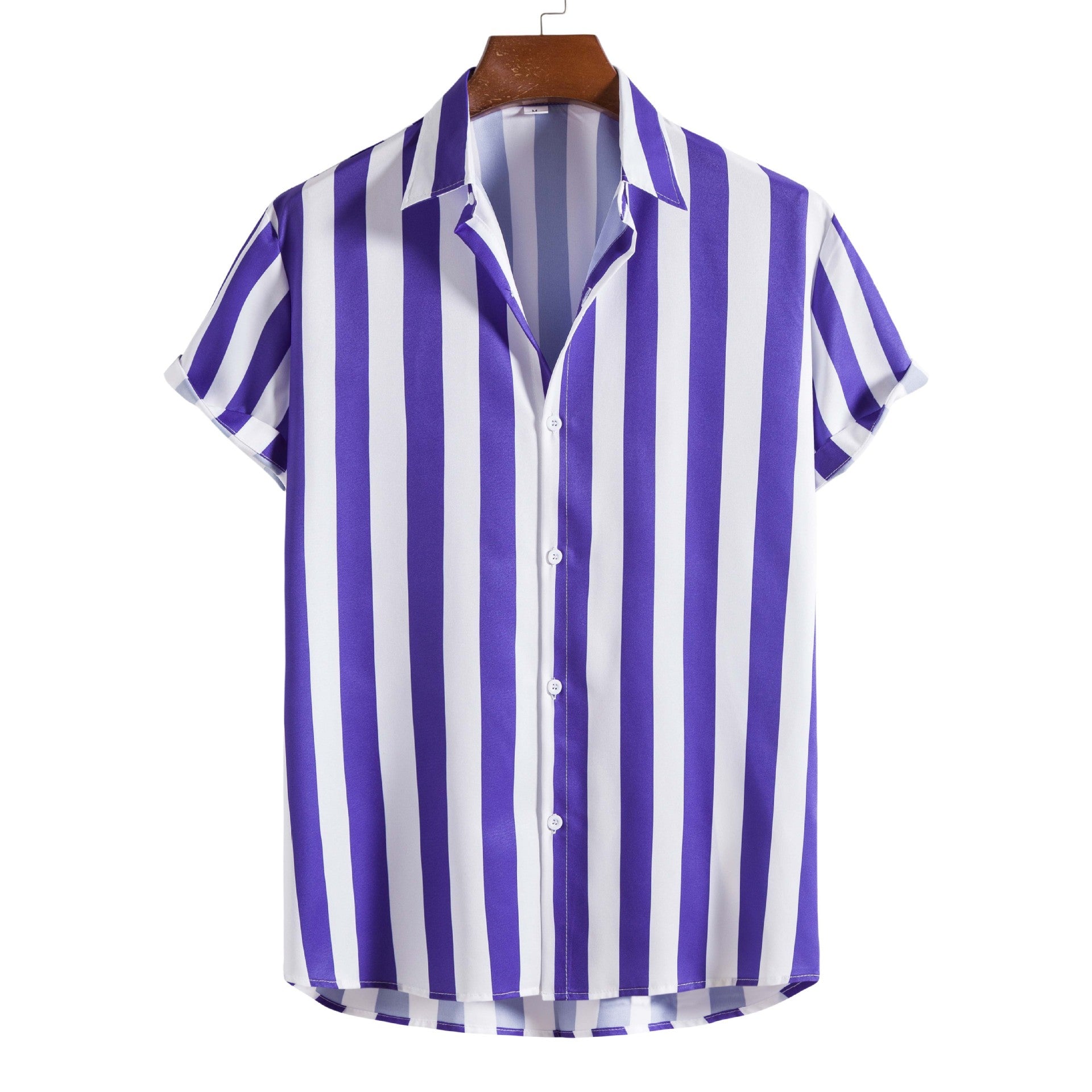 New Men&#039;s Fashion Casual Short-sleeved Printed Striped Shirt