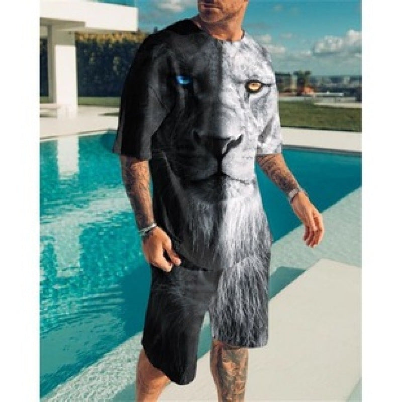 3D Printing Trendy Digital Printing T-shirt Casual Two-piece Suit