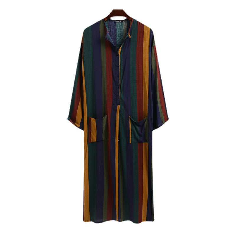 Middle East Arabian Printing Long Men&#039;s Long-sleeved Shirt Muslim Robe
