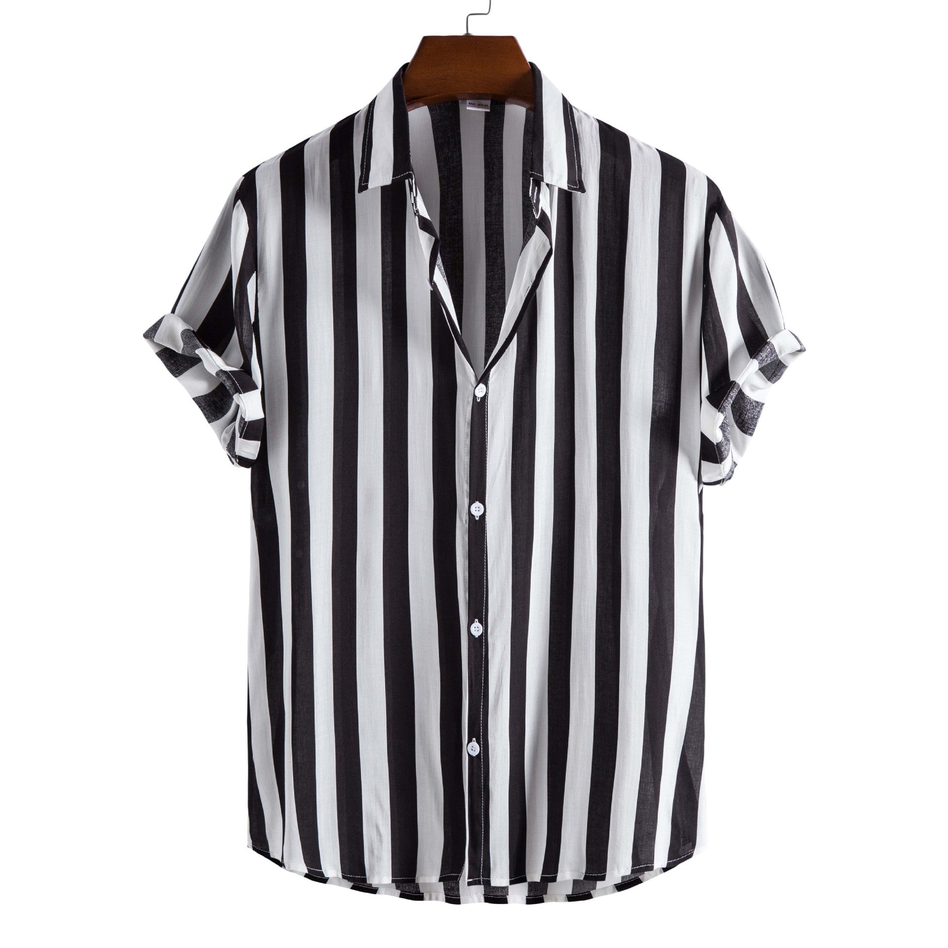 New Men&#039;s Fashion Casual Short-sleeved Printed Striped Shirt
