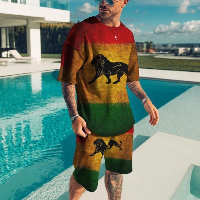 3D Printing Trendy Digital Printing T-shirt Casual Two-piece Suit