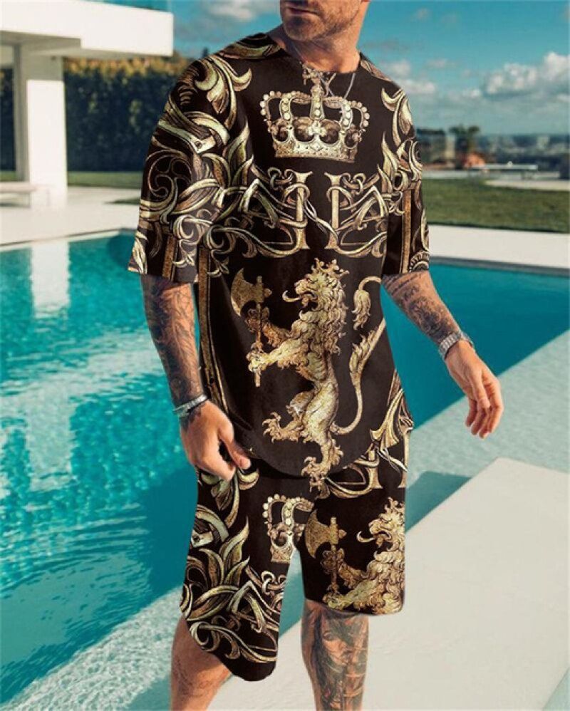 3D Printing Trendy Digital Printing T-shirt Casual Two-piece Suit