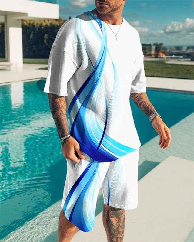 3D Printing Trendy Digital Printing T-shirt Casual Two-piece Suit