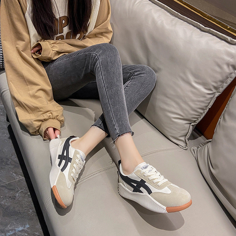 2025 Summer New Korean Style Flat White Shoes Women&#039;s Breathable Casual Student Board Shoes Women&#039;s Running Shoes JH-6617