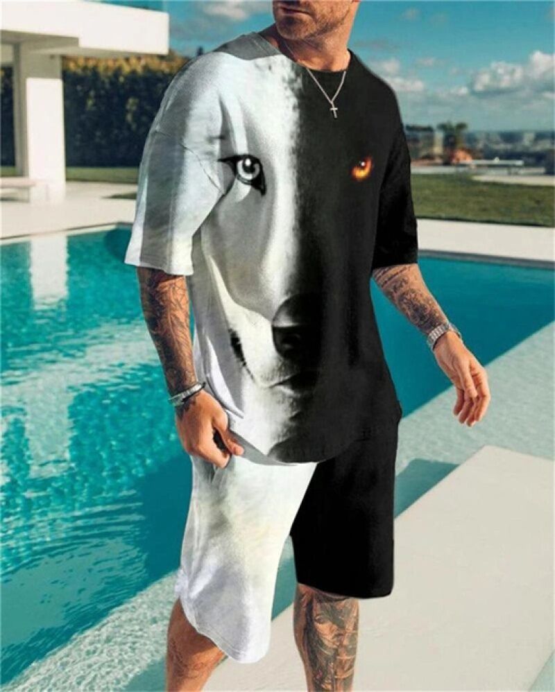 3D Printing Trendy Digital Printing T-shirt Casual Two-piece Suit