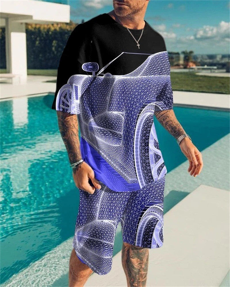 3D Printing Trendy Digital Printing T-shirt Casual Two-piece Suit