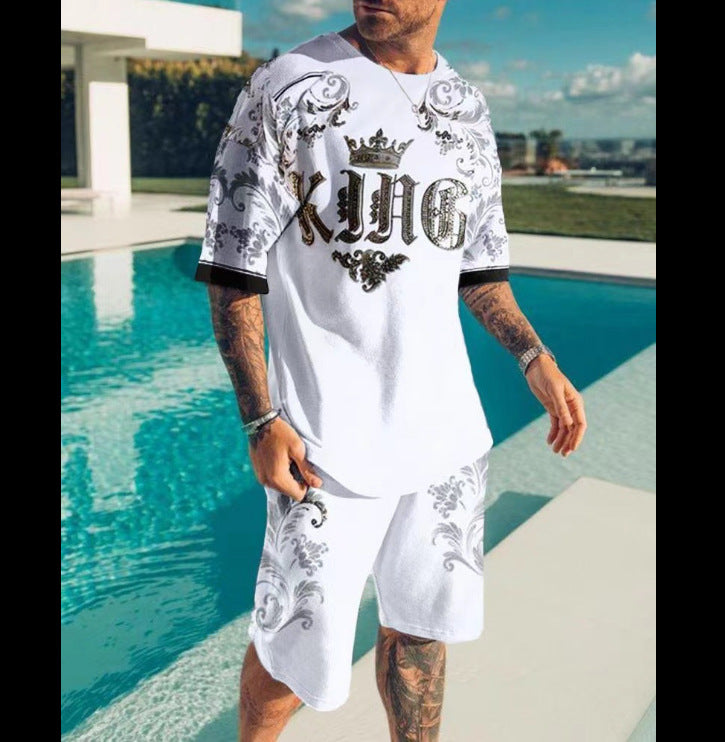3D Printing Trendy Digital Printing T-shirt Casual Two-piece Suit