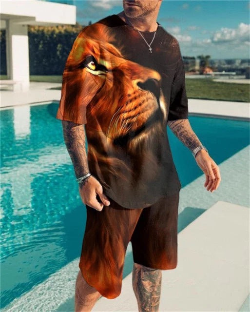 3D Printing Trendy Digital Printing T-shirt Casual Two-piece Suit