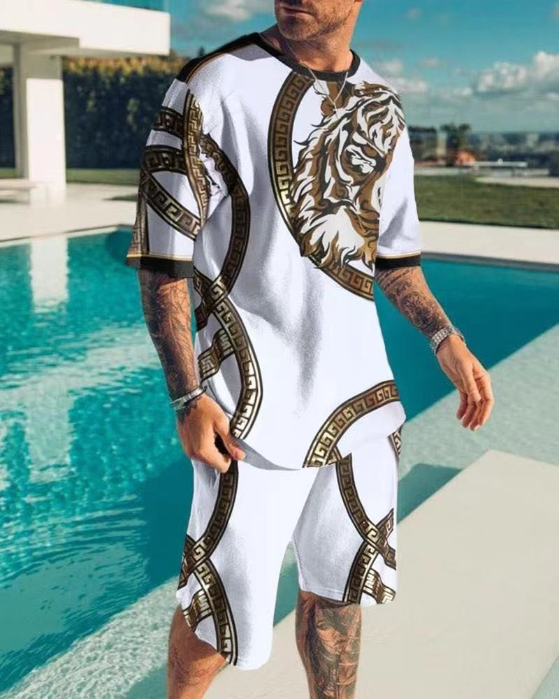 3D Printing Trendy Digital Printing T-shirt Casual Two-piece Suit