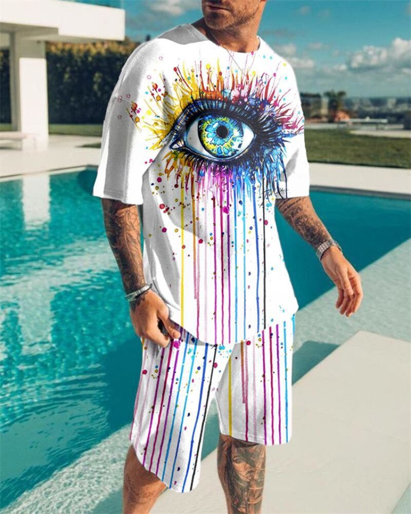 3D Printing Trendy Digital Printing T-shirt Casual Two-piece Suit