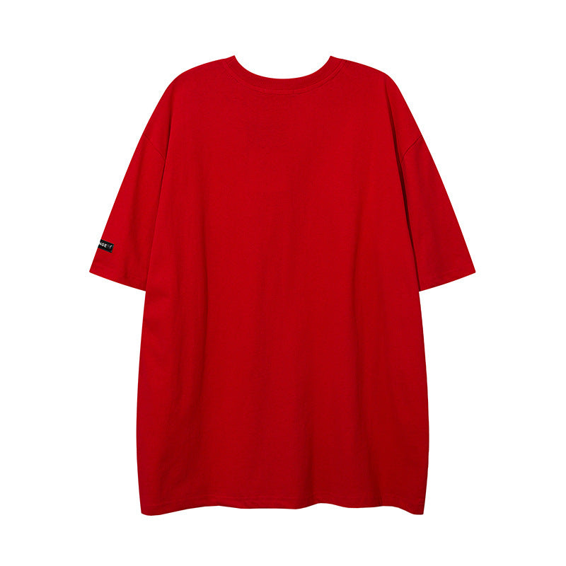 Dark High Street Style Cross European And American Retro Printed Round Neck Short Sleeve T-shirt Loose Trendy Brand For Men And Women Couple