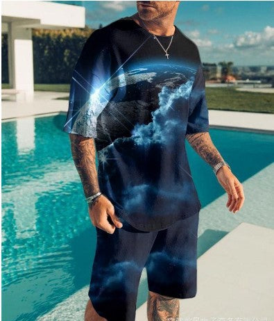 3D Printing Trendy Digital Printing T-shirt Casual Two-piece Suit