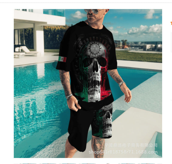 3D Printing Trendy Digital Printing T-shirt Casual Two-piece Suit