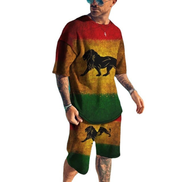 3D Printing Trendy Digital Printing T-shirt Casual Two-piece Suit
