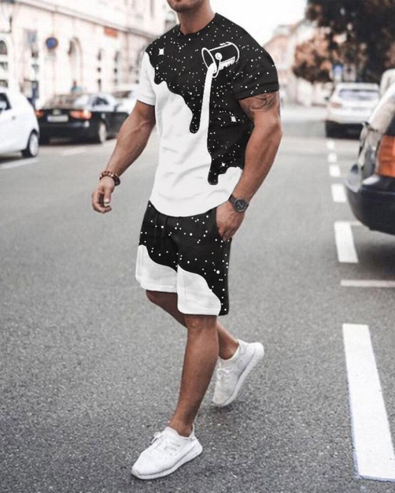 3D Printing Trendy Digital Printing T-shirt Casual Two-piece Suit