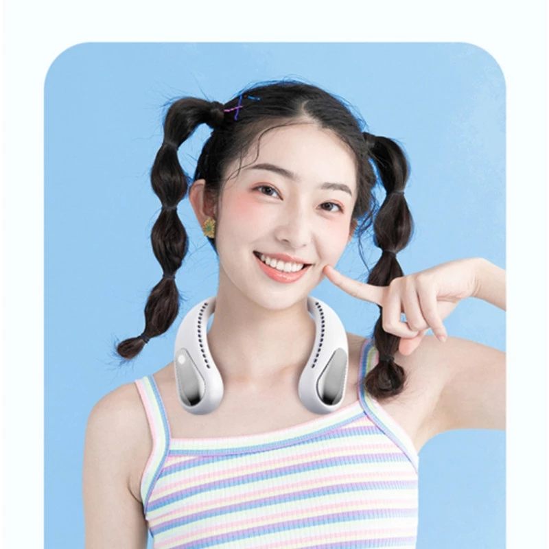 Cross-border New Hanging Neck Fan Outdoor Sports Portable Small Fan Bladeless Silent Mini Fan USB Small Fan