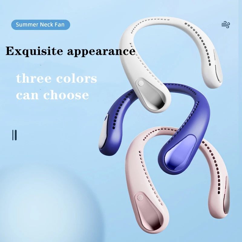 Cross-border New Hanging Neck Fan Outdoor Sports Portable Small Fan Bladeless Silent Mini Fan USB Small Fan